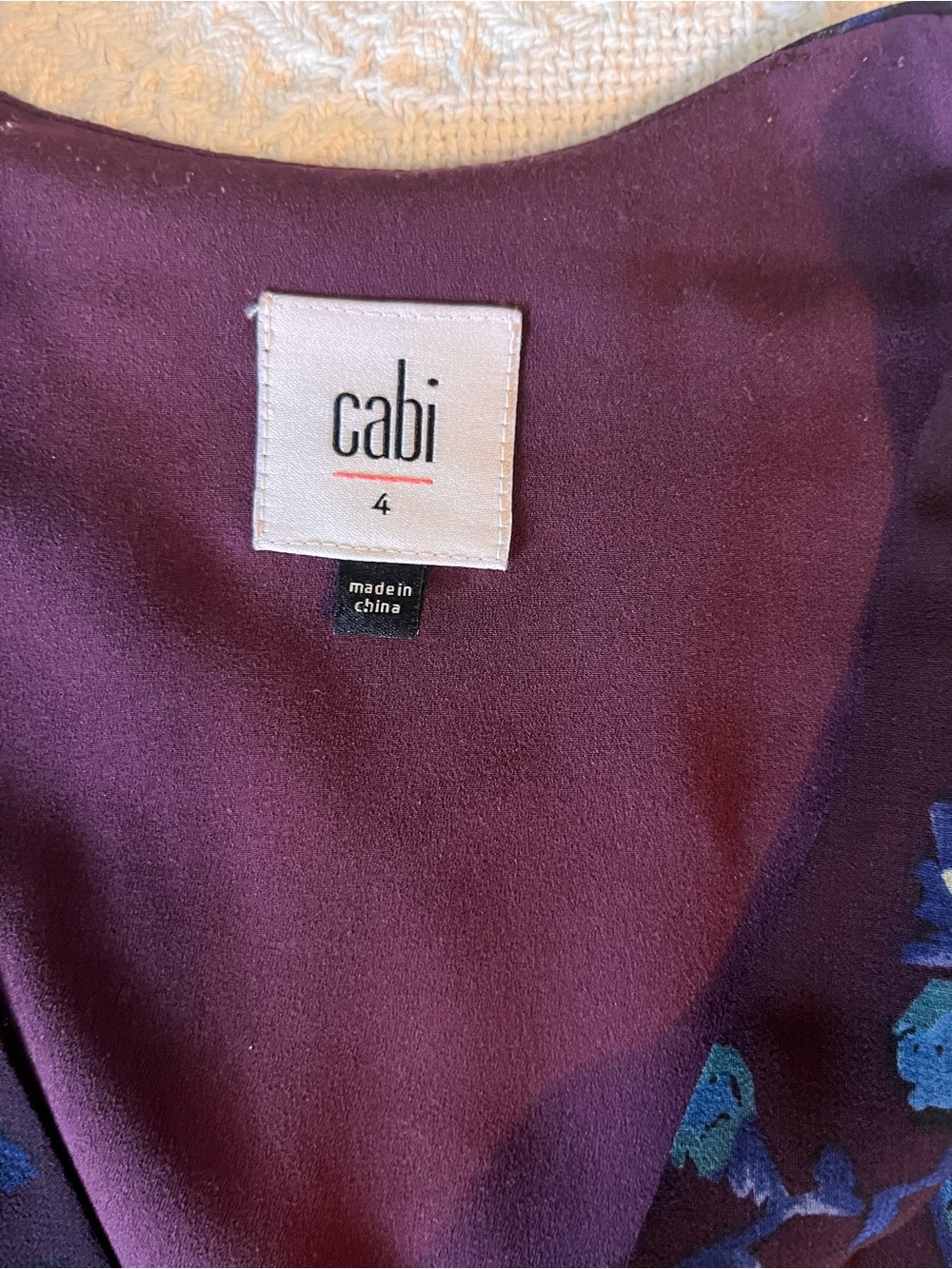 CAbi Floral Paisley V-Neck Dress in Plum & Teal Blue with Pockets & Hidden Zip - Picture 5 of 12